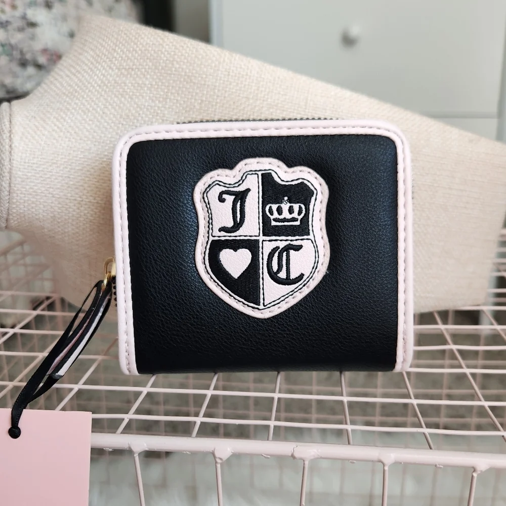 Juicy Couture Black and Pink Wallet with Logo Patch